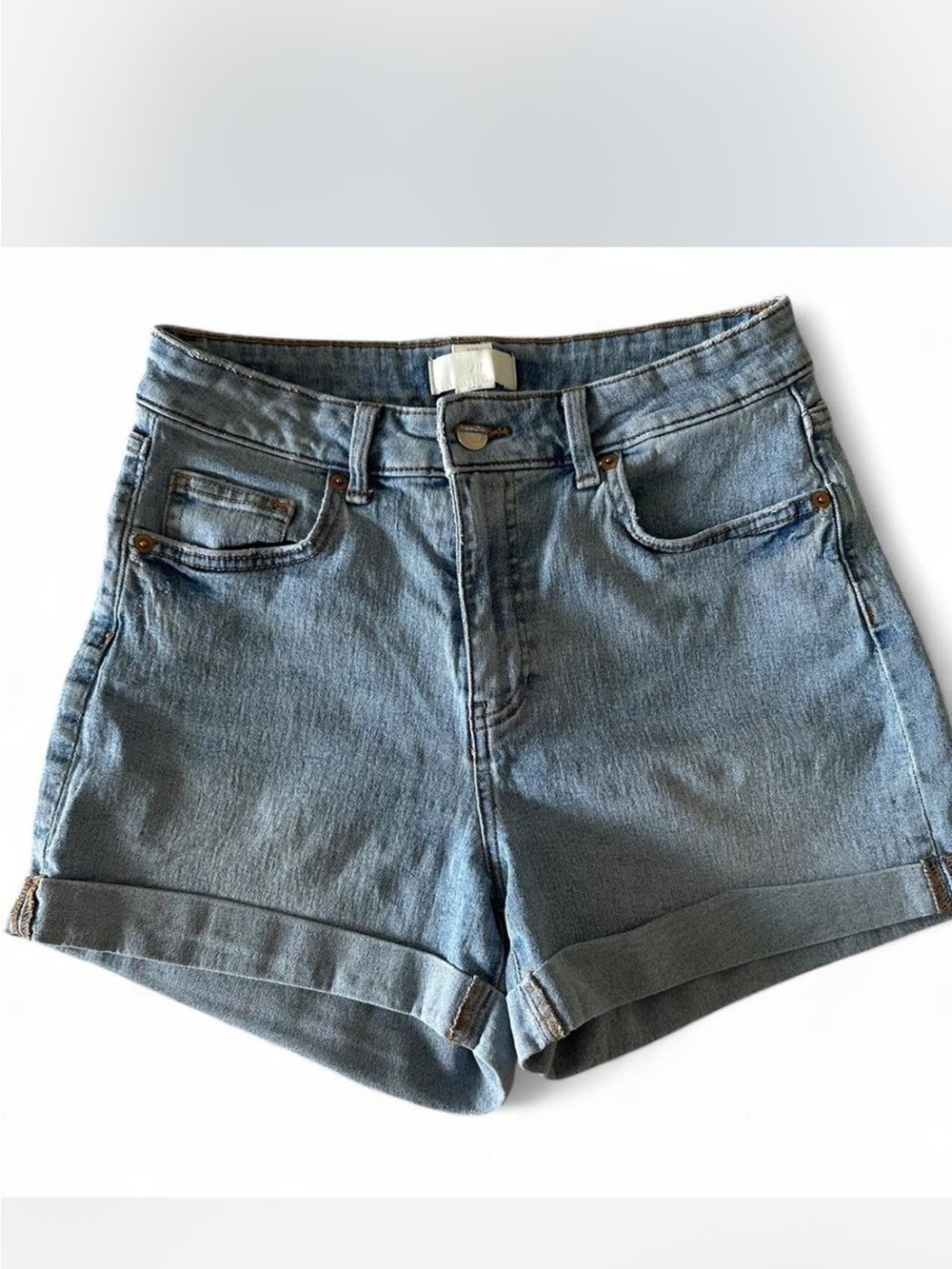 H&M Light Blue Rolled-Hem Denim Shorts